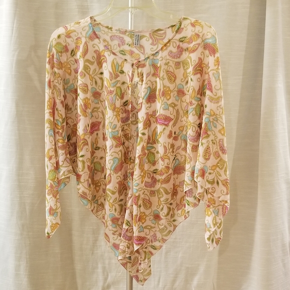Runway Tops - Runway Sheer Floral Crop Poncho Top